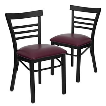 Emma And Oliver 2 Pack Three-slat Ladder Back Metal Restaurant Chair