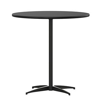 Emma And Oliver Round Wood Cocktail Table With 30" And 42" Columns