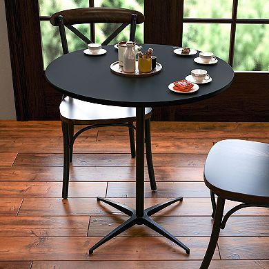 Emma And Oliver Round Wood Cocktail Table With 30" And 42" Columns