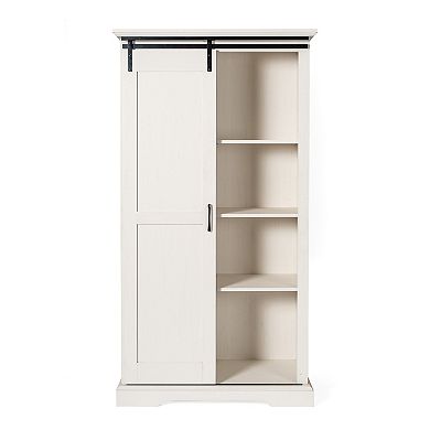 Merrick Lane Finnoula Farmhouse Storage Cabinet, Semi-Open Storage with Sliding Barn Door