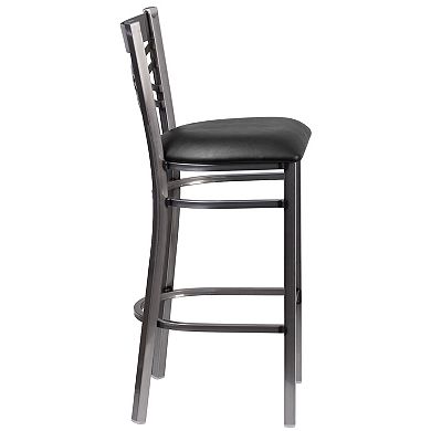 Emma And Oliver 2 Pack Clear Coated "x" Back Metal Restaurant Barstool