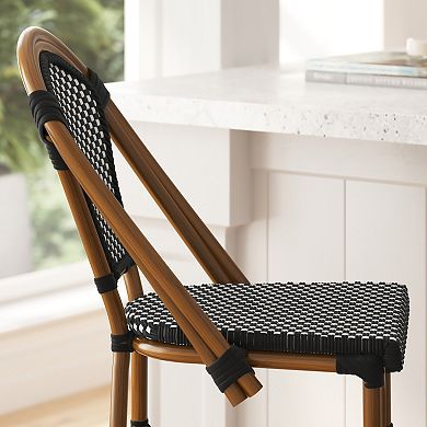 Merrick Lane Sacha Set Of Two Stacking Bistro Bar Stools With Pe Seats And Backs