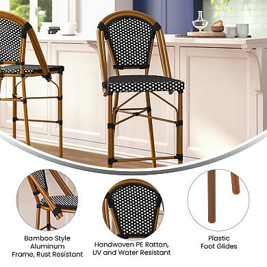 Merrick Lane Sacha Set Of Two Stacking Bistro Bar Stools With Pe Seats And Backs
