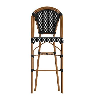 Merrick Lane Sacha Set Of Two Stacking Bistro Bar Stools With Pe Seats And Backs