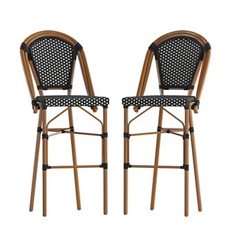 Merrick Lane Sacha Set Of Two Stacking Bistro Bar Stools With Pe Seats And Backs