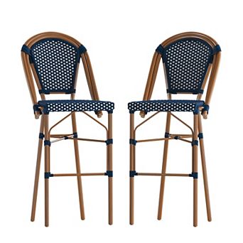 Merrick Lane Sacha Set Of Two Stacking Bistro Bar Stools With Pe Seats And Backs