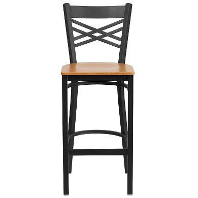 Emma And Oliver 2 Pack "x" Back Metal Restaurant Barstool