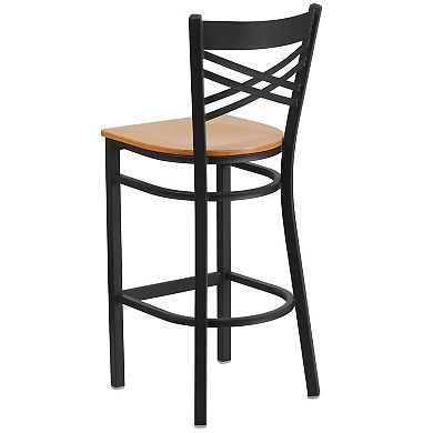 Emma And Oliver 2 Pack "x" Back Metal Restaurant Barstool