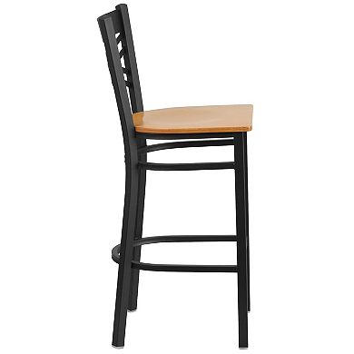 Emma And Oliver 2 Pack "x" Back Metal Restaurant Barstool