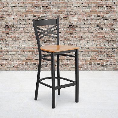 Emma And Oliver 2 Pack "x" Back Metal Restaurant Barstool