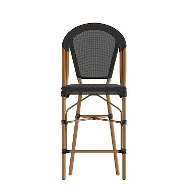 Merrick Lane Mael Set Of Two Stacking Bistro Style Counter Stools With Textilene Backs