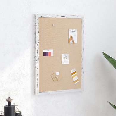 Merrick Lane Clarey Linen Display Board with Wooden Frame and Push Pins