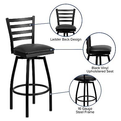 Emma And Oliver 2 Pack Ladder Back Swivel Metal Barstool