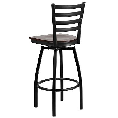 Emma And Oliver 2 Pack Ladder Back Swivel Metal Barstool