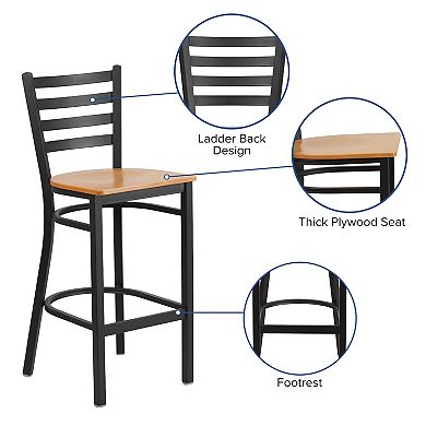 Emma And Oliver 2 Pack Ladder Back Metal Restaurant Barstool