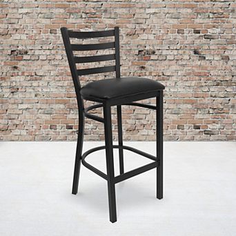 Emma And Oliver 2 Pack Ladder Back Metal Restaurant Barstool