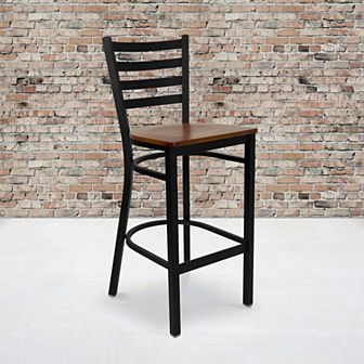 Emma And Oliver 2 Pack Ladder Back Metal Restaurant Barstool