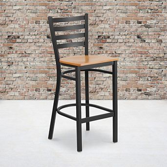 Emma And Oliver 2 Pack Ladder Back Metal Restaurant Barstool