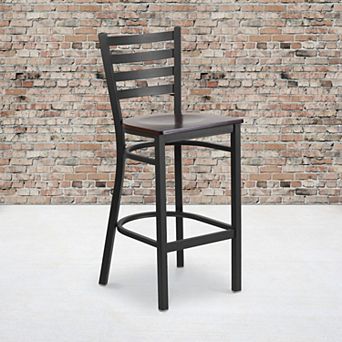 Emma And Oliver 2 Pack Ladder Back Metal Restaurant Barstool