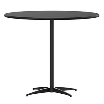 Emma And Oliver Round Wood Cocktail Table With 30" And 42" Columns