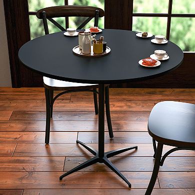 Emma And Oliver Round Wood Cocktail Table With 30" And 42" Columns