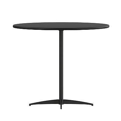 Emma And Oliver Round Wood Cocktail Table With 30" And 42" Columns