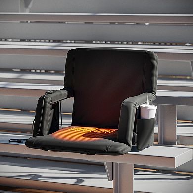 Emma And Oliver Mikki Portable Heated Reclining Stadium Chair With Armrests