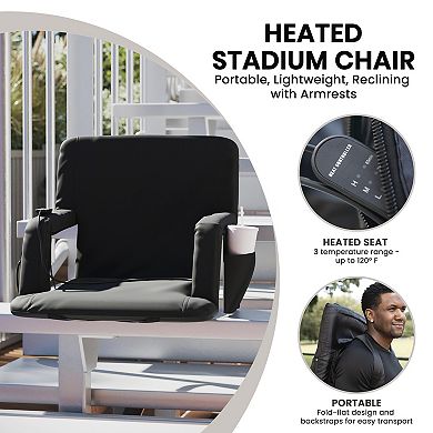 Emma And Oliver Mikki Portable Heated Reclining Stadium Chair With Armrests