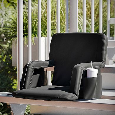 Emma And Oliver Mikki Portable Heated Reclining Stadium Chair With Armrests