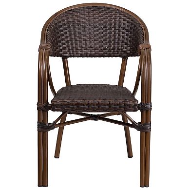 Emma And Oliver 3 Pack Rattan Restaurant Patio Chair With Rattan-aluminum Frame