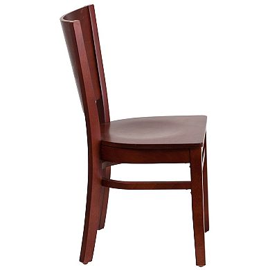 Emma And Oliver 2 Pack Solid Back Wooden Restaurant Chair