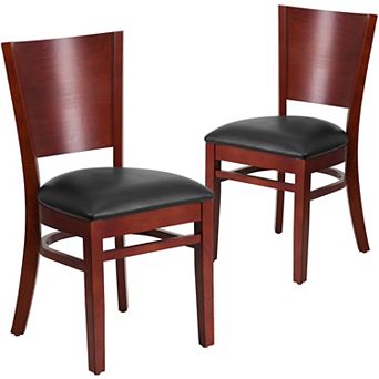 Emma And Oliver 2 Pack Solid Back Wooden Restaurant Chair