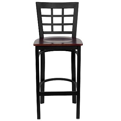 Emma And Oliver 2 Pack Window Back Metal Restaurant Barstool