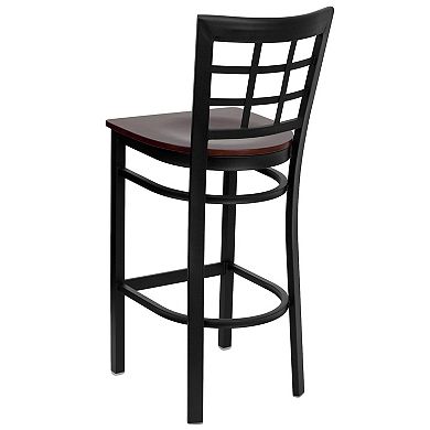 Emma And Oliver 2 Pack Window Back Metal Restaurant Barstool