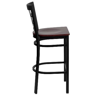 Emma And Oliver 2 Pack Window Back Metal Restaurant Barstool