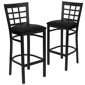 Emma And Oliver 2 Pack Window Back Metal Restaurant Barstool