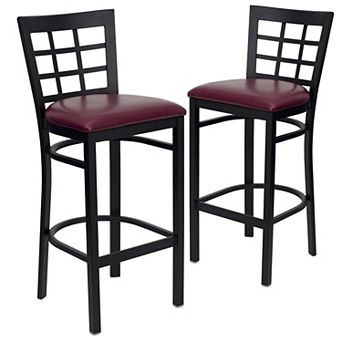 Emma And Oliver 2 Pack Window Back Metal Restaurant Barstool