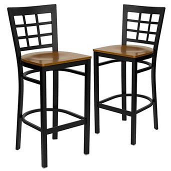 Emma And Oliver 2 Pack Window Back Metal Restaurant Barstool