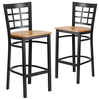 Emma And Oliver 2 Pack Window Back Metal Restaurant Barstool