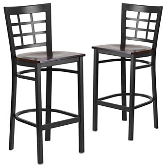 Emma And Oliver 2 Pack Window Back Metal Restaurant Barstool