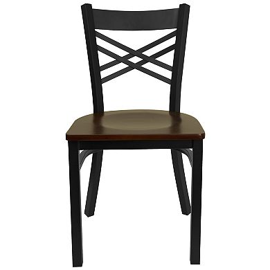 Emma And Oliver 2 Pack "x" Back Metal Restaurant Chair