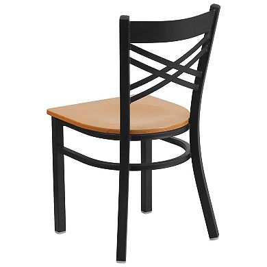 Emma And Oliver 2 Pack "x" Back Metal Restaurant Chair