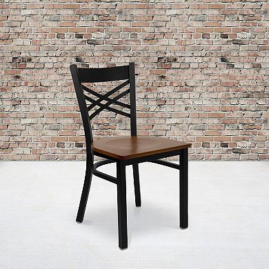 Emma And Oliver 2 Pack "x" Back Metal Restaurant Chair