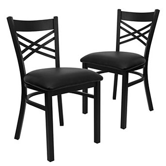 Emma And Oliver 2 Pack "x" Back Metal Restaurant Chair