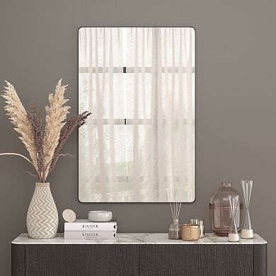 Merrick Lane Hanging Mirror Modern Metal Frame Bordered Wall Mount Mirror with Rounded Corners
