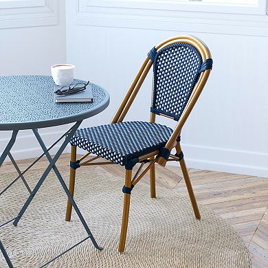 Merrick Lane Sacha Stacking Bistro Chair With Pe Seat And Back And Aluminum Frame