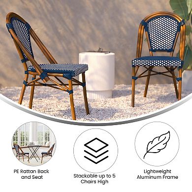Merrick Lane Sacha Stacking Bistro Chair With Pe Seat And Back And Aluminum Frame