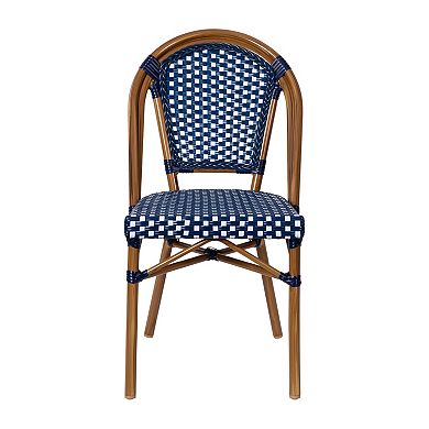 Merrick Lane Sacha Stacking Bistro Chair With Pe Seat And Back And Aluminum Frame