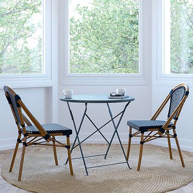 Merrick Lane Sacha Stacking Bistro Chair With Pe Seat And Back And Aluminum Frame
