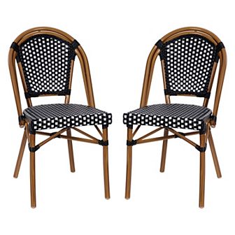 Merrick Lane Sacha Stacking Bistro Chair With Pe Seat And Back And Aluminum Frame